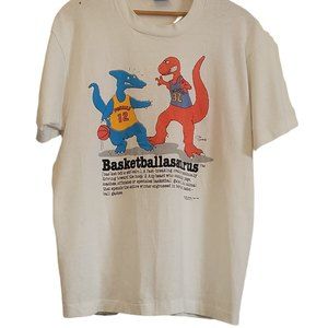 vtg t shirt basketballasaurus screen stars best single stitch usa white sz lg